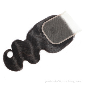 Wholesale Brazilian Body Wave Hair Closure,Virgin Human Hair Bundles With 4X4 Silk Base Lace Closure Free Part